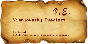 Visnyovszky Evariszt névjegykártya